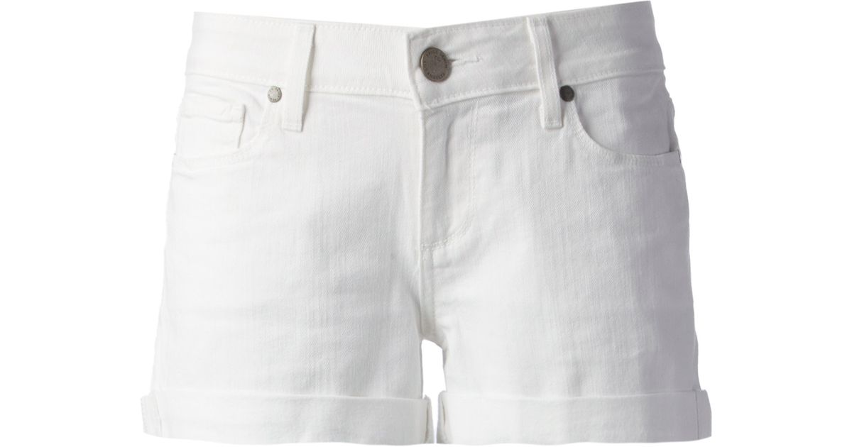 paige white denim shorts