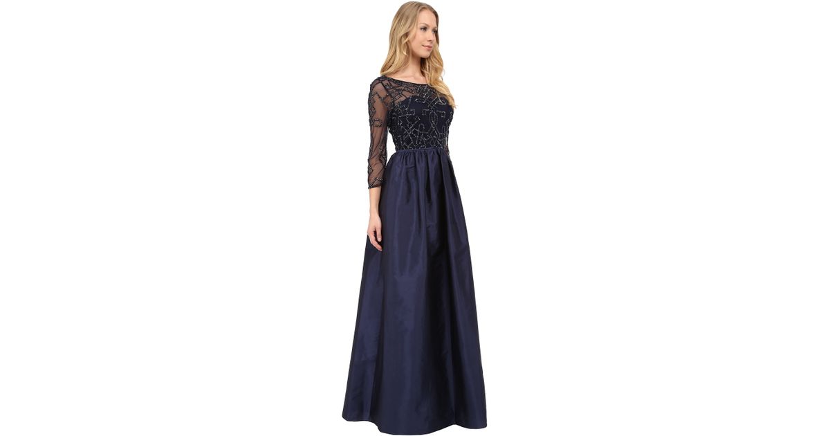 Adrianna Papell 3/4 Sleeve Bead Bodice Taffeta Gown in ...