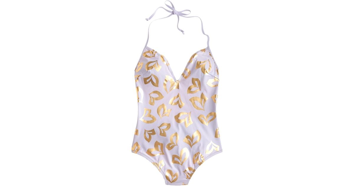 J.crew Long Torso Metallic Hearts Vhalter Onepiece Swimsuit in