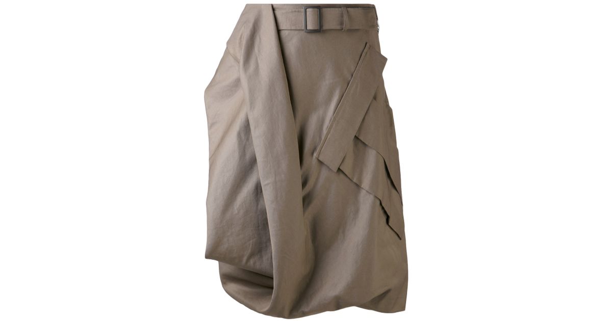 Bottega Veneta Safari Drape Skirt in Brown - Lyst