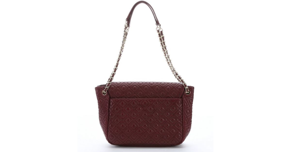 Tory Burch Burgundy Diamond Quilted Leather Marion Small Flap Tory Burch Burgundy Diamond Quilted Leather Marion Small Flap Shoulder Bag In Purple Lyst
