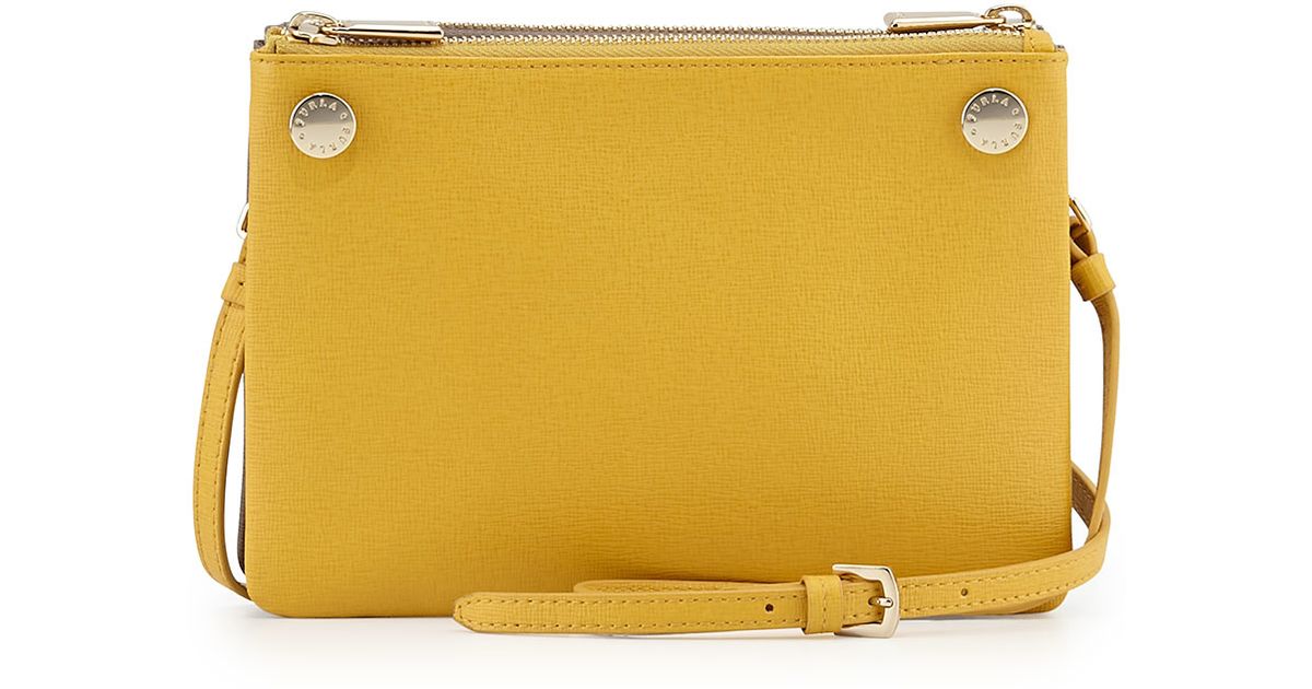 Furla Lilli Twotone Mini Leather Crossbody Bag in Saffron (Yellow) Lyst