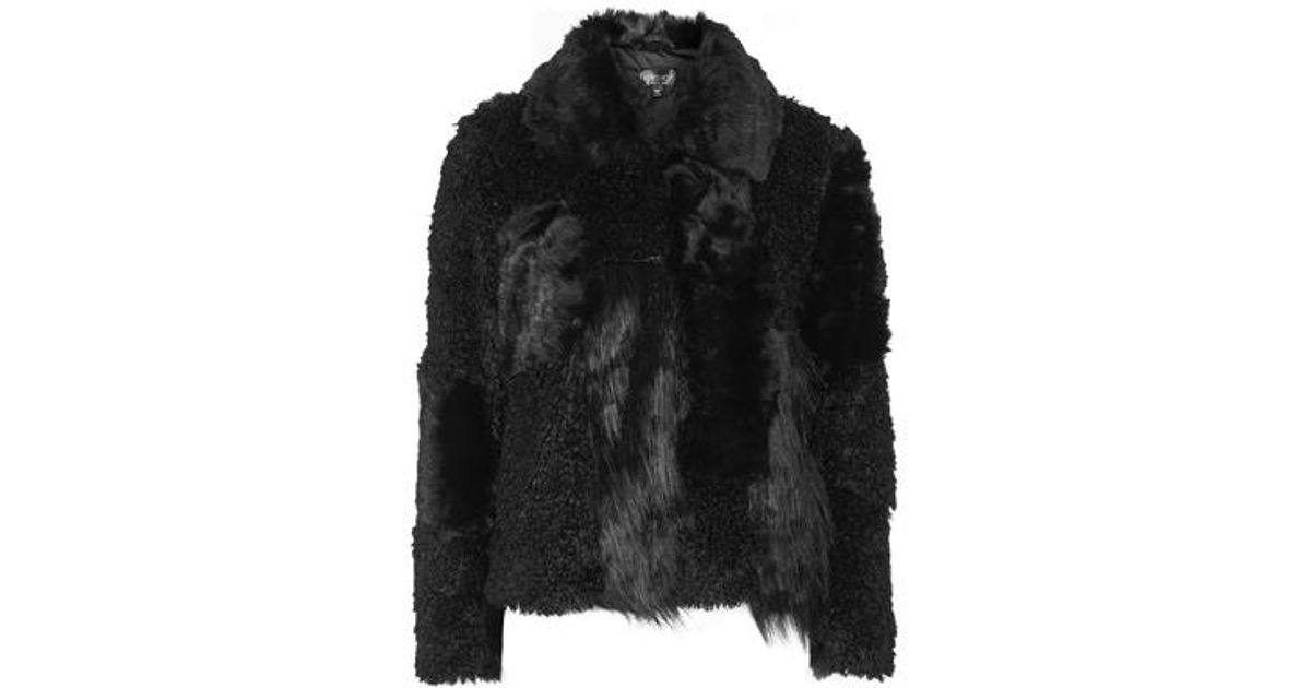 topshop black fluffy jacket