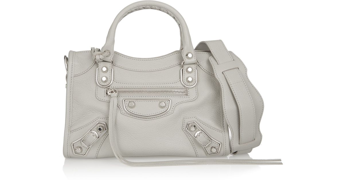 Balenciaga Classic Metallic Edge City Mini Textured-leather Shoulder Bag in  Gray | Lyst