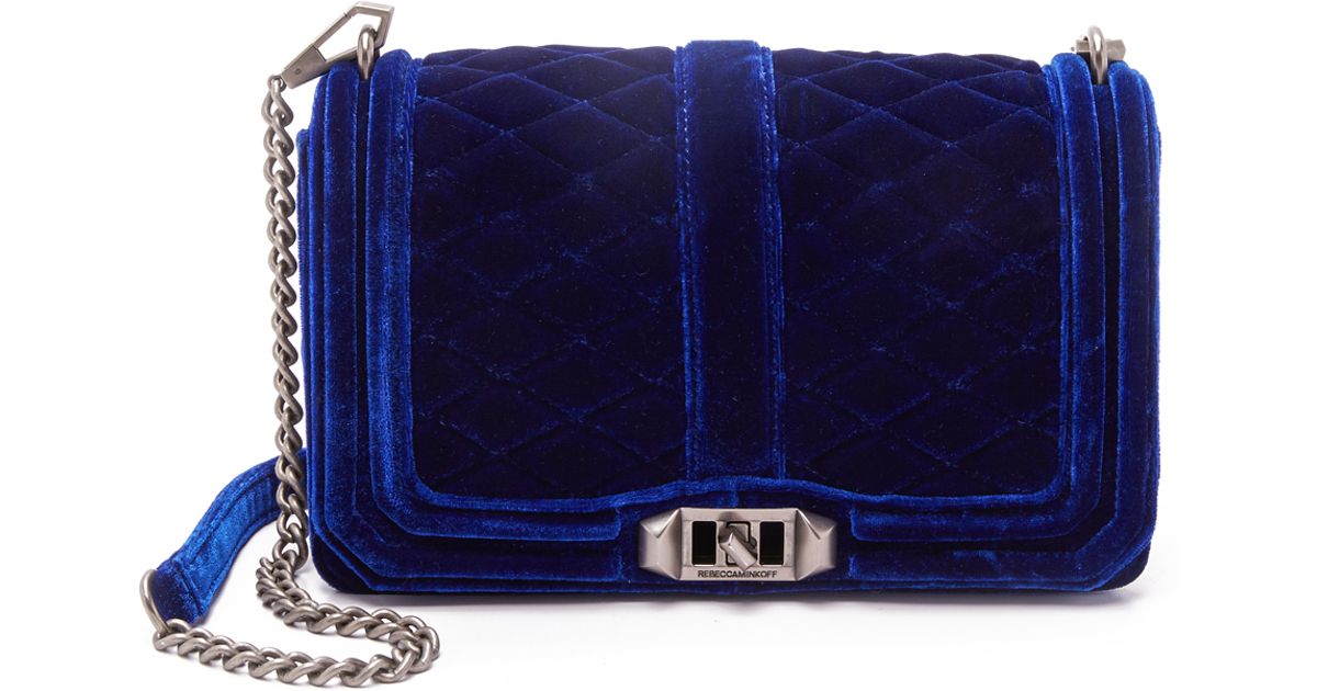 blue velvet crossbody bag