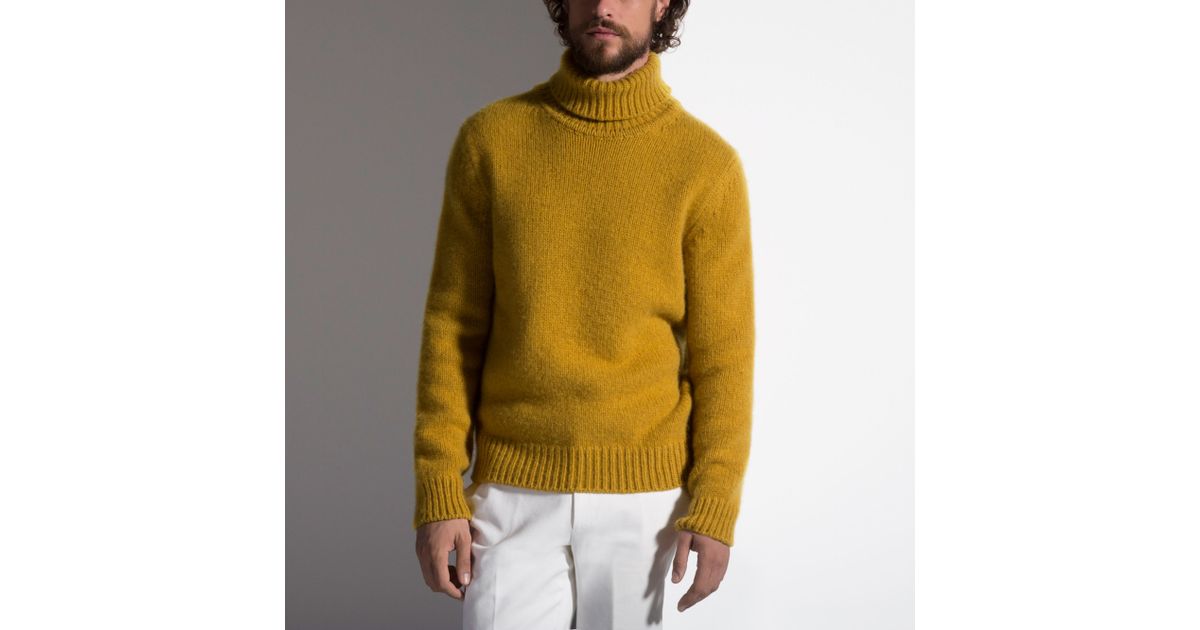 mustard polo neck jumper
