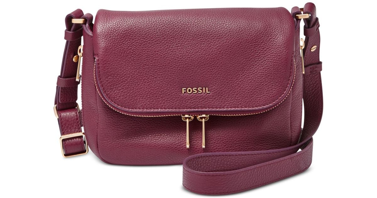 Fossil Women s Purple Preston Leather Small Flap Crossbody
