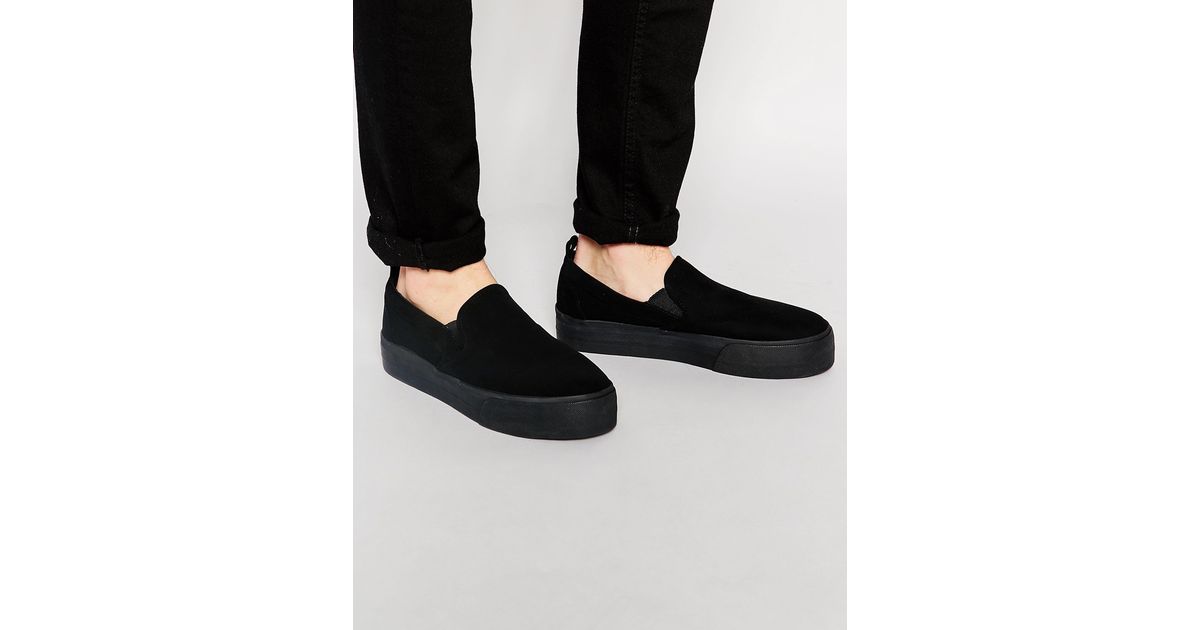 ASOS Slip On Plimsolls In Black With Chunky Sole for Men | Lyst