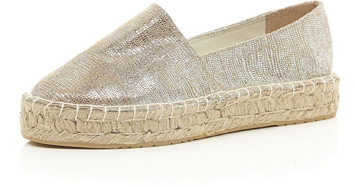 River Island Gold Flatform Espadrilles in Metallic Lyst UK