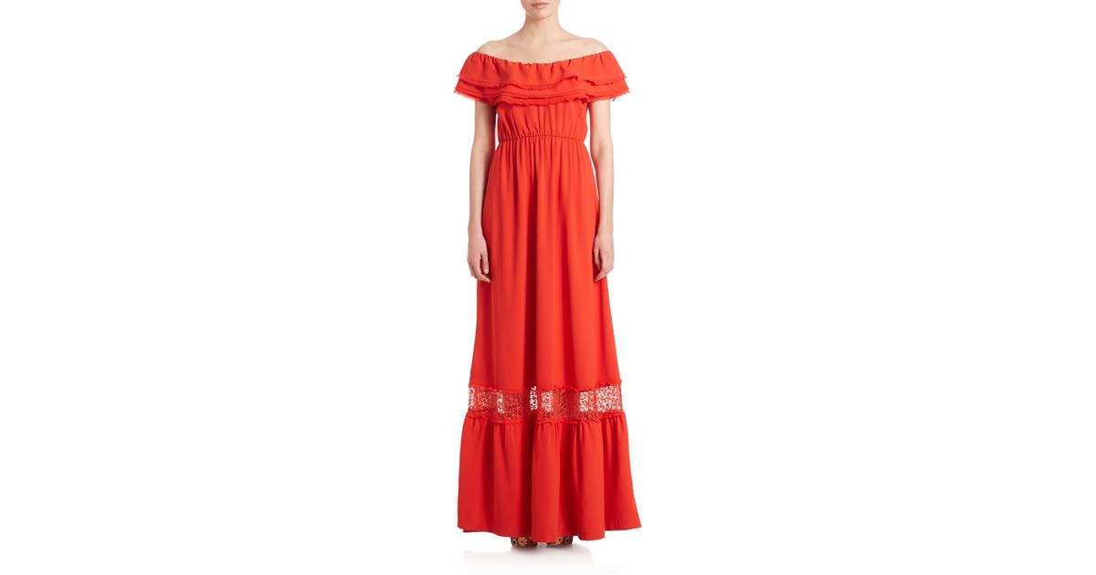 red colour maxi dress