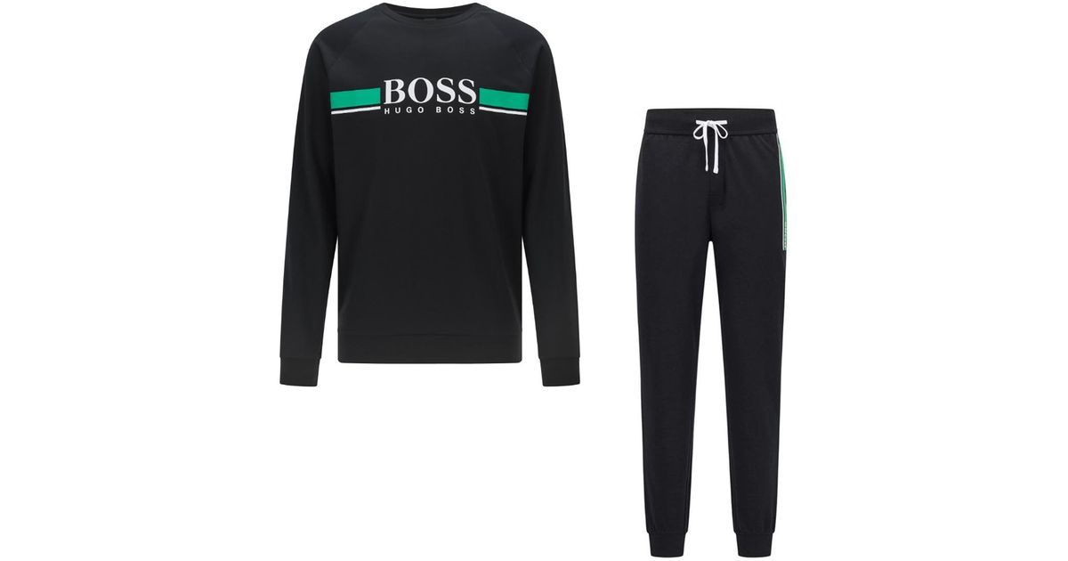 BOSS by HUGO BOSS Boss Authentic Sweater Tracksuit In Black-green for Men |  Lyst