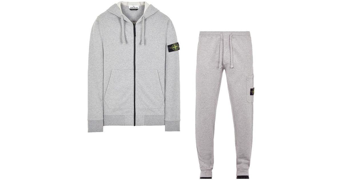 Stone Island Zip Hooded Tracksuit In Grey in Gray for Men Lyst