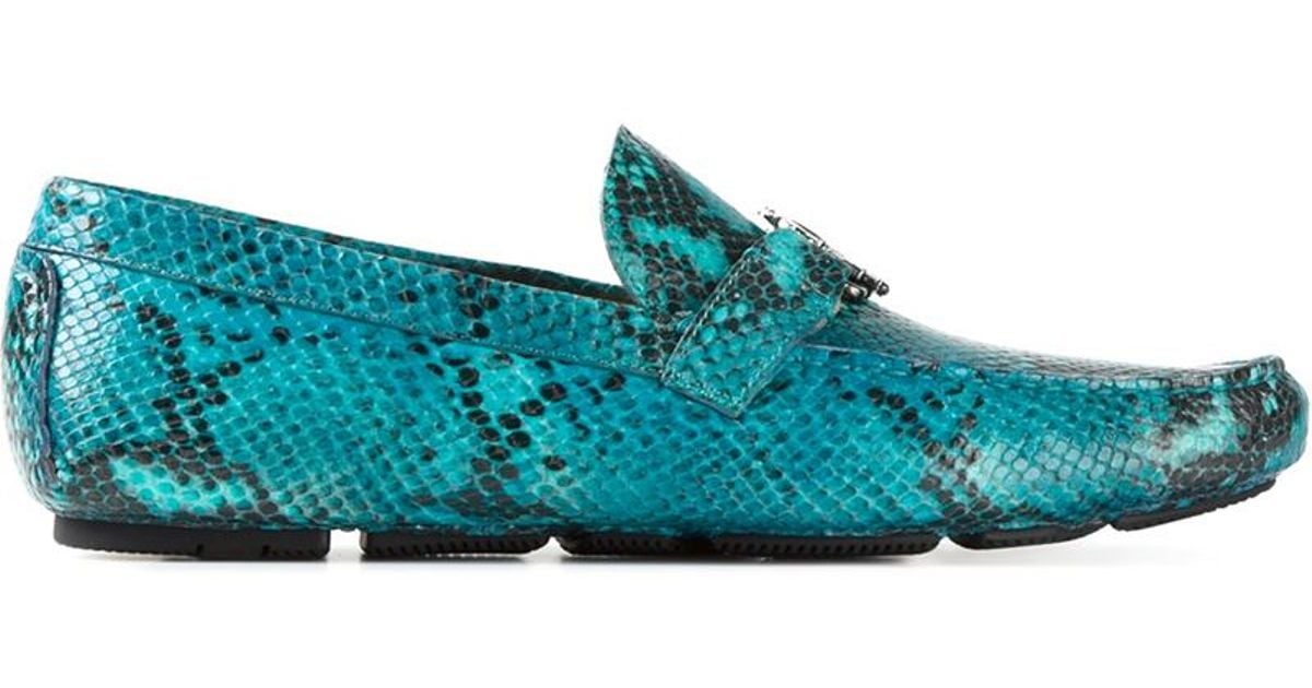 snakeskin driving shoes