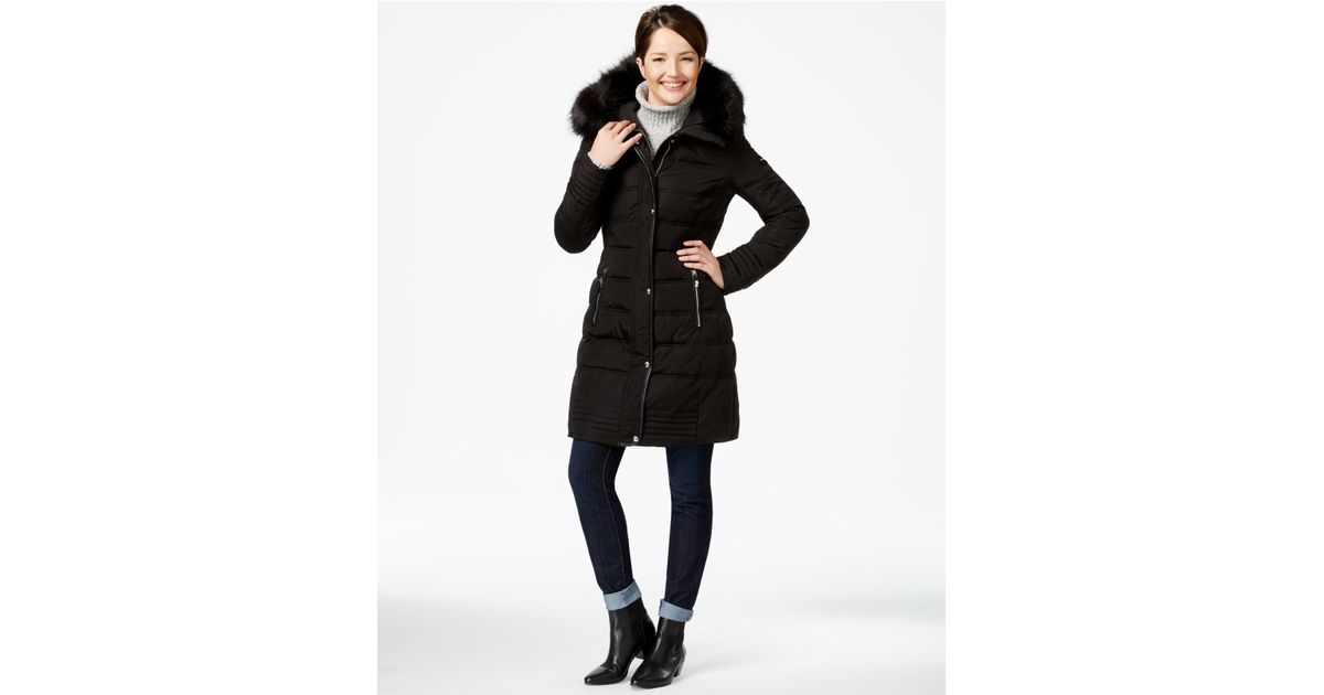 calvin klein long puffer coat