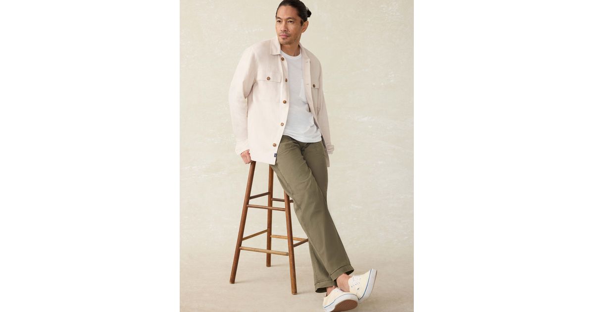 Faherty Movement& Linen Shirt Jacket in Natural for Men | Lyst