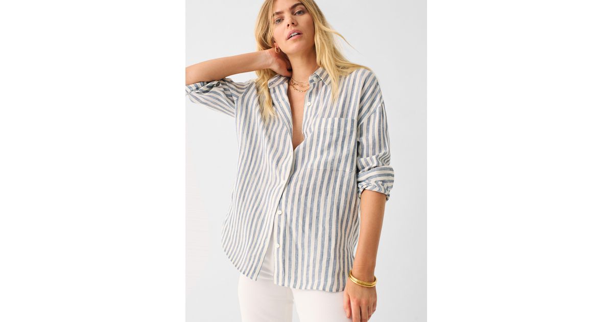 Faherty Linen Laguna Relaxed Shirt in White | Lyst