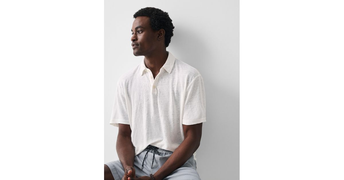 Faherty Short-sleeve Linen Laguna Polo Shirt in White for Men | Lyst