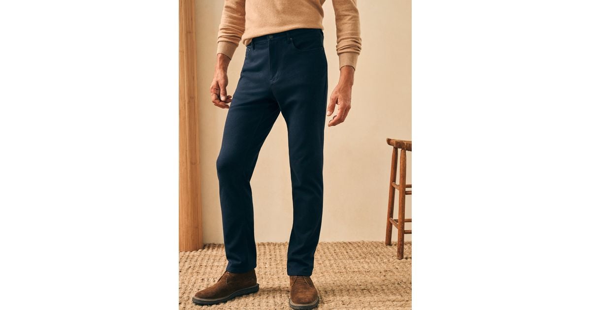 Faherty Knit Flannel 5pocket Pants in Blue for Men Lyst