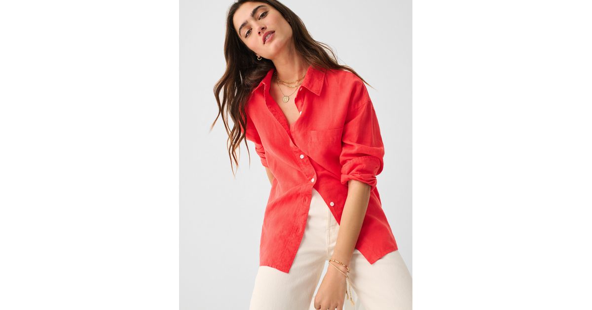 Faherty Linen Laguna Relaxed Shirt in Red | Lyst