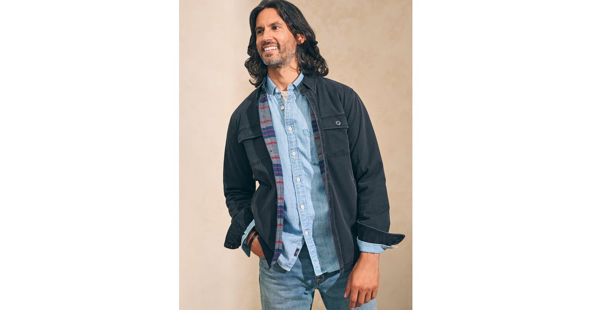 Faherty Stretch Blanket Lined Cpo (tall) Shirt Jacket in Blue for Men |  Lyst UK