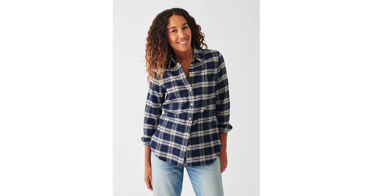 Faherty Classic Super Brushed Flannel Shirt in Blue | Lyst