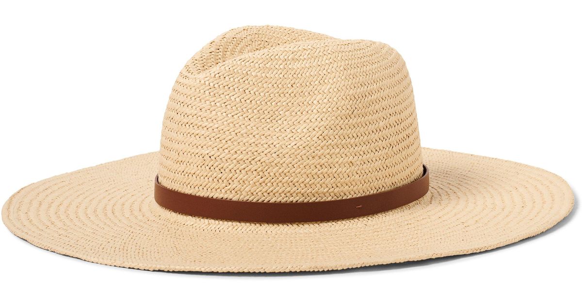 Faherty Marina Leather-trimmed Straw Hat in White | Lyst UK