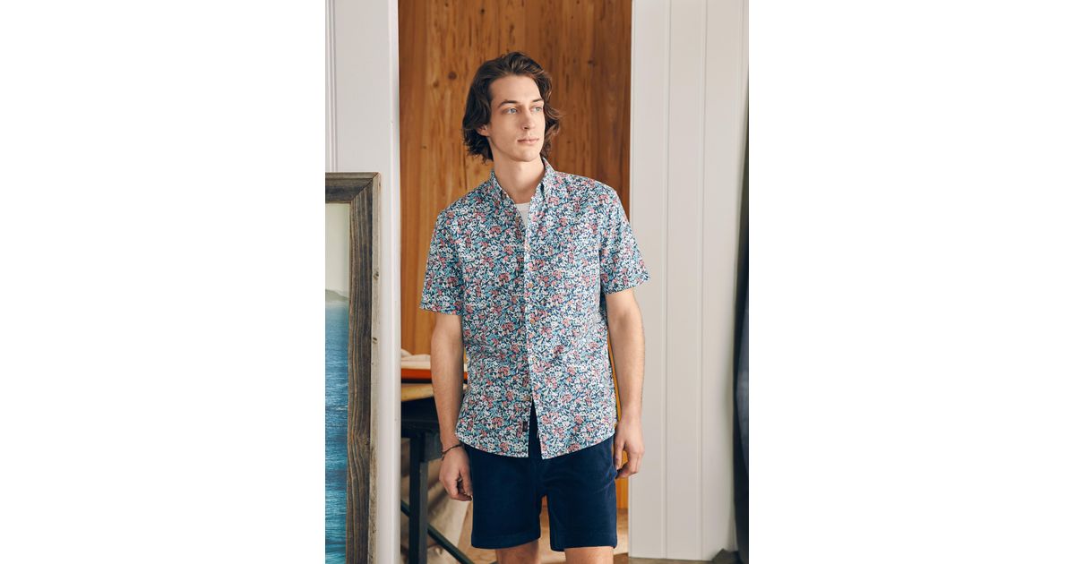 Faherty Short-sleeve Breeze Shirt (tall) in Blue for Men