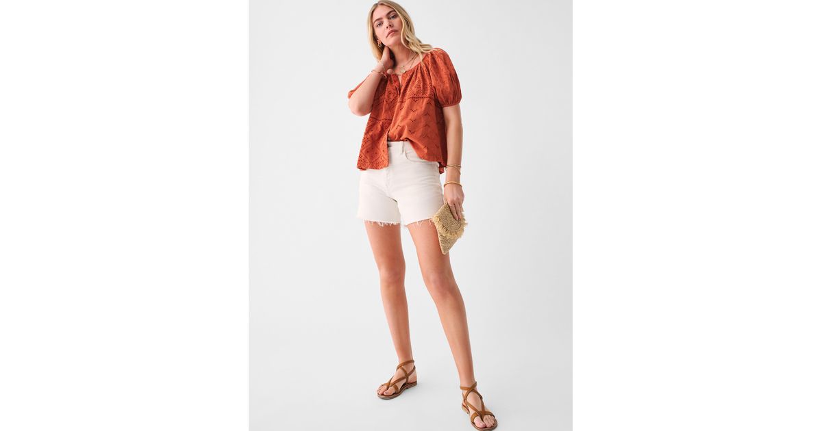Faherty Carmel Eyelet Top in Red | Lyst