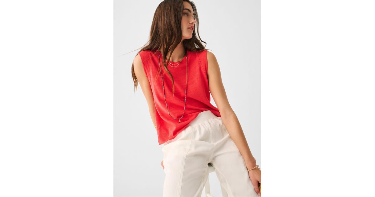 Faherty Sunwashed Slub Muscle Tank in Red | Lyst