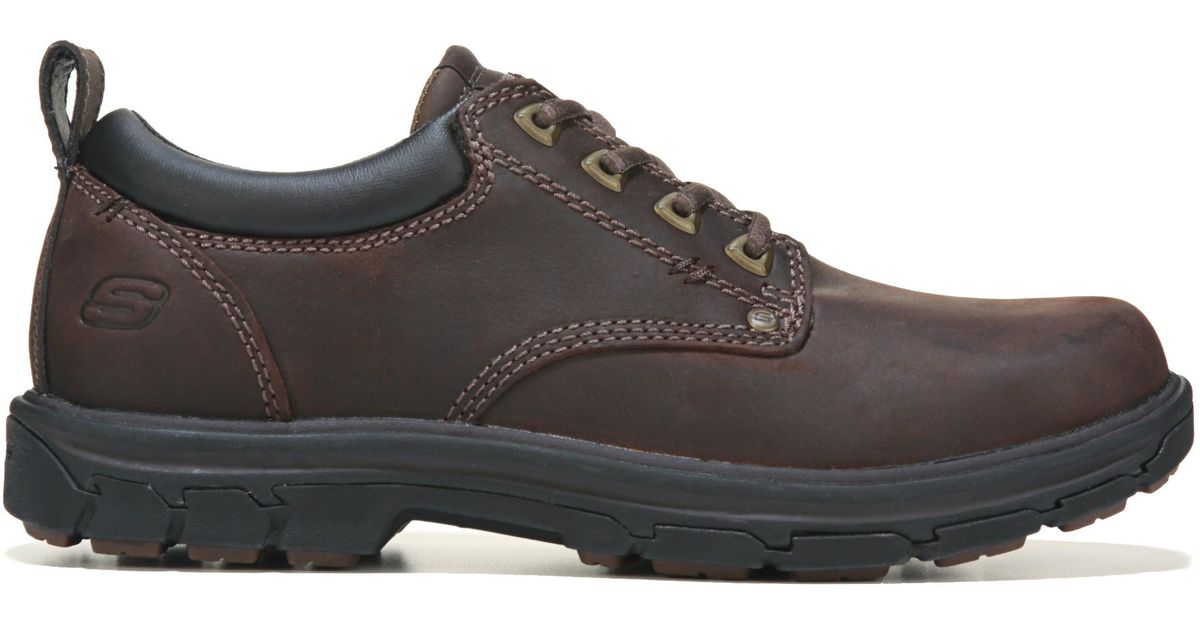 Skechers Leather Rilar Memory Foam Mediumwide Oxford Shoes In Brown