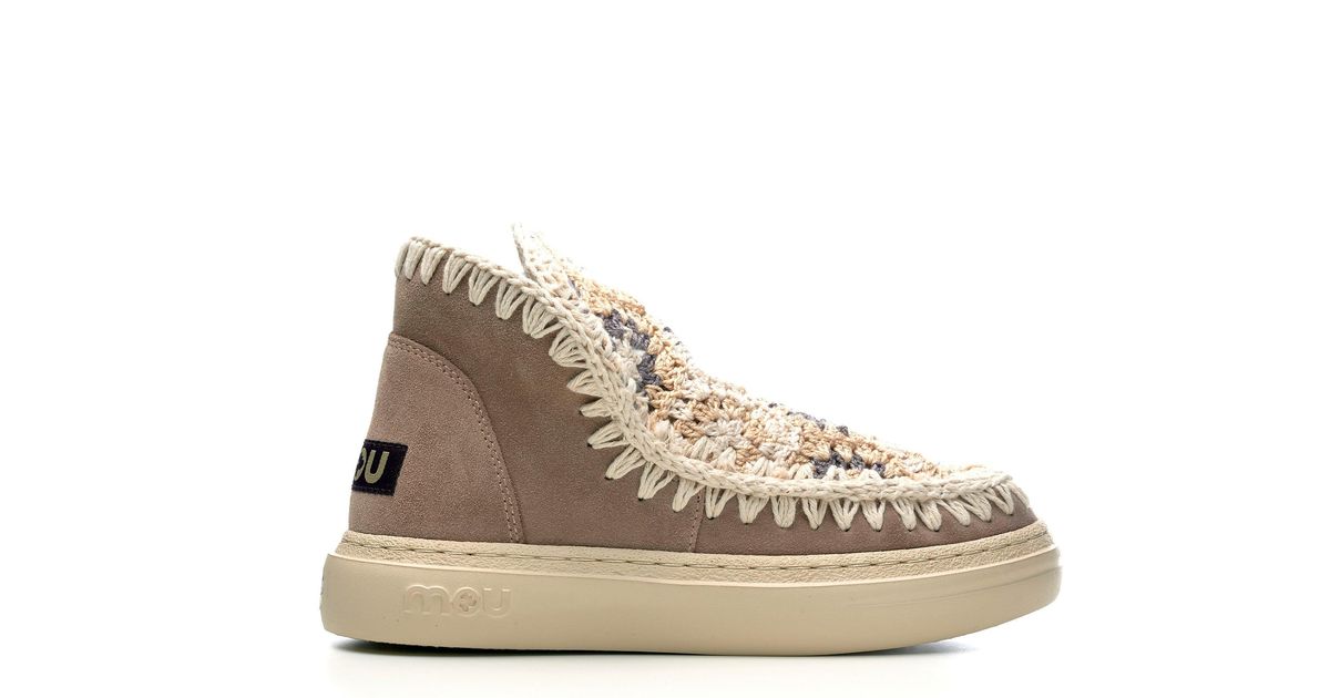 Mou Eskimo Estive Bold Crochet Upper in Natural Lyst
