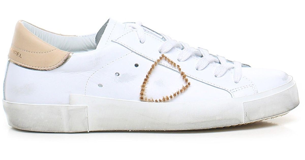 Philippe Model White Sneakers With Pink Heel | Lyst