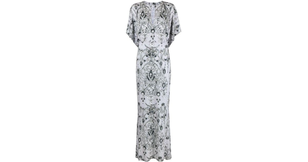 Norma Kamali Obie Graphic-print Gown in Gray | Lyst