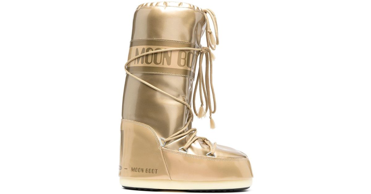 Moon Boot Icon Metallic Snow Boots in Natural | Lyst