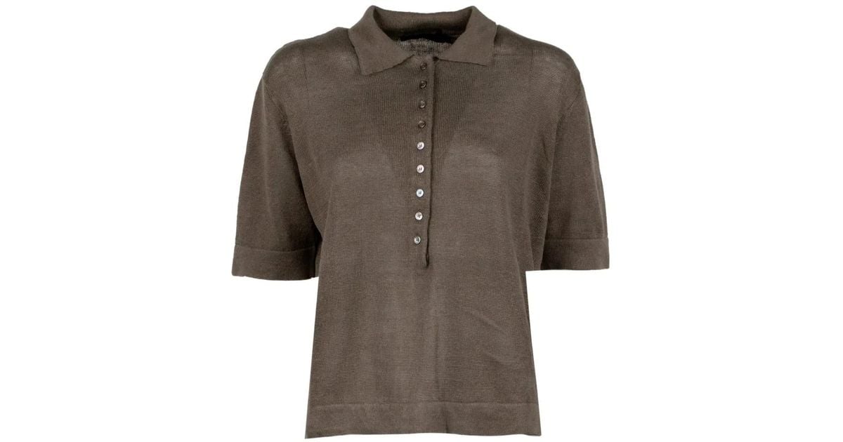 Seventy Buttoned Polo Shirt in Brown | Lyst