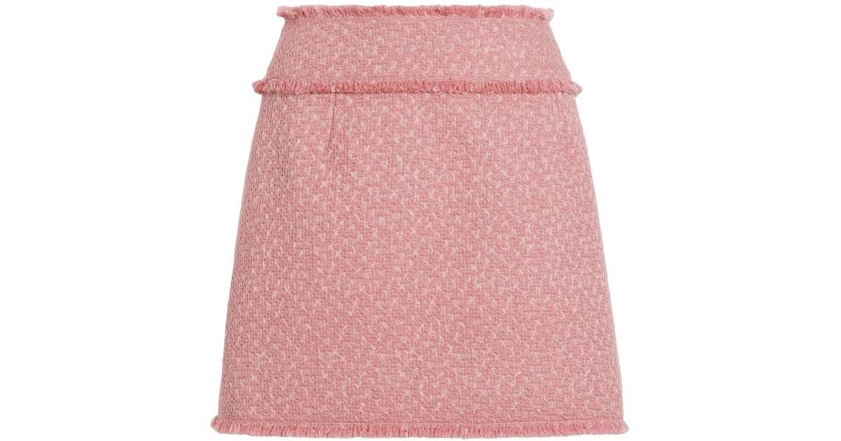 スカート DOLCE & GABBANA Tweed mini skirt Pink DOLCE&GABBANA Frayed wool-blend tweed mini skirt | NET-A-PORTER