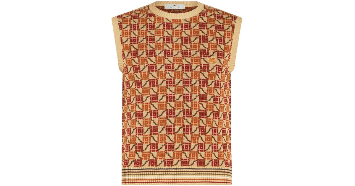 Etro Knitted Vest with Jacquard Geometric Pattern