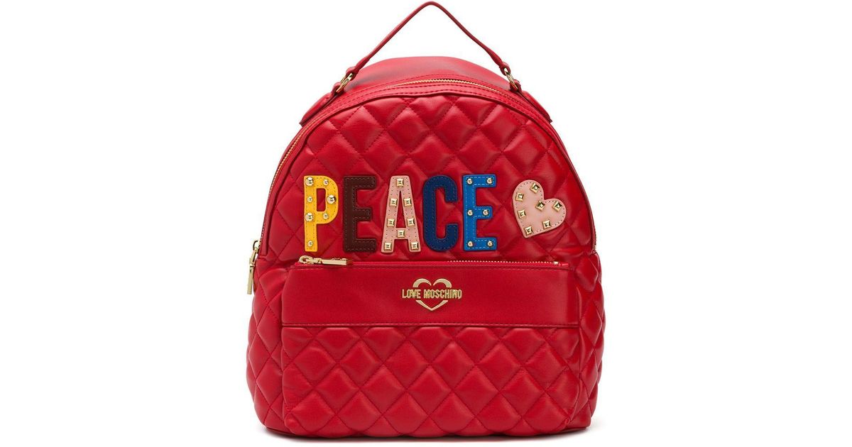 À Dos Peace En Moschino Love Sac Matelassé Coloris Red l1FKJcT