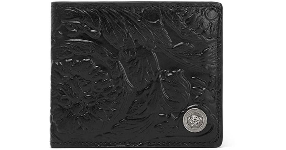 Versace Barocco-Embossed Bi-Fold Wallet in Black for Men | Lyst