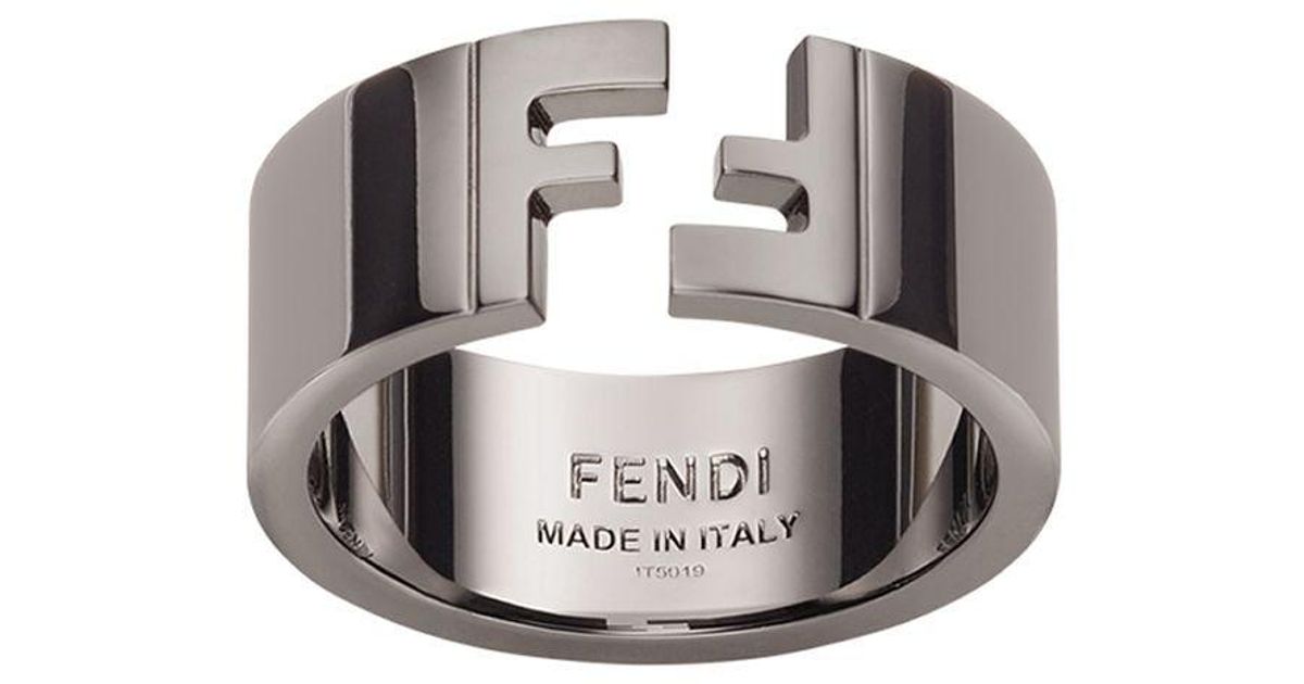 Fendi Logo Ring in Silver (Metallic) for Men - Lyst