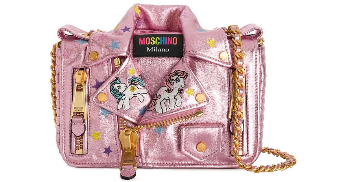 Moschino Biker Jacket Unicorn Bag in Pink | Lyst
