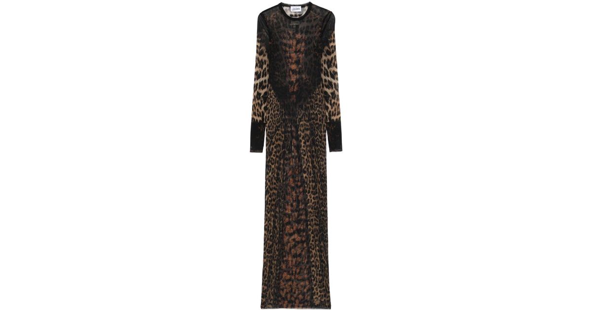 Jean Paul Gaultier Leopard Print Long Dress in Black | Lyst