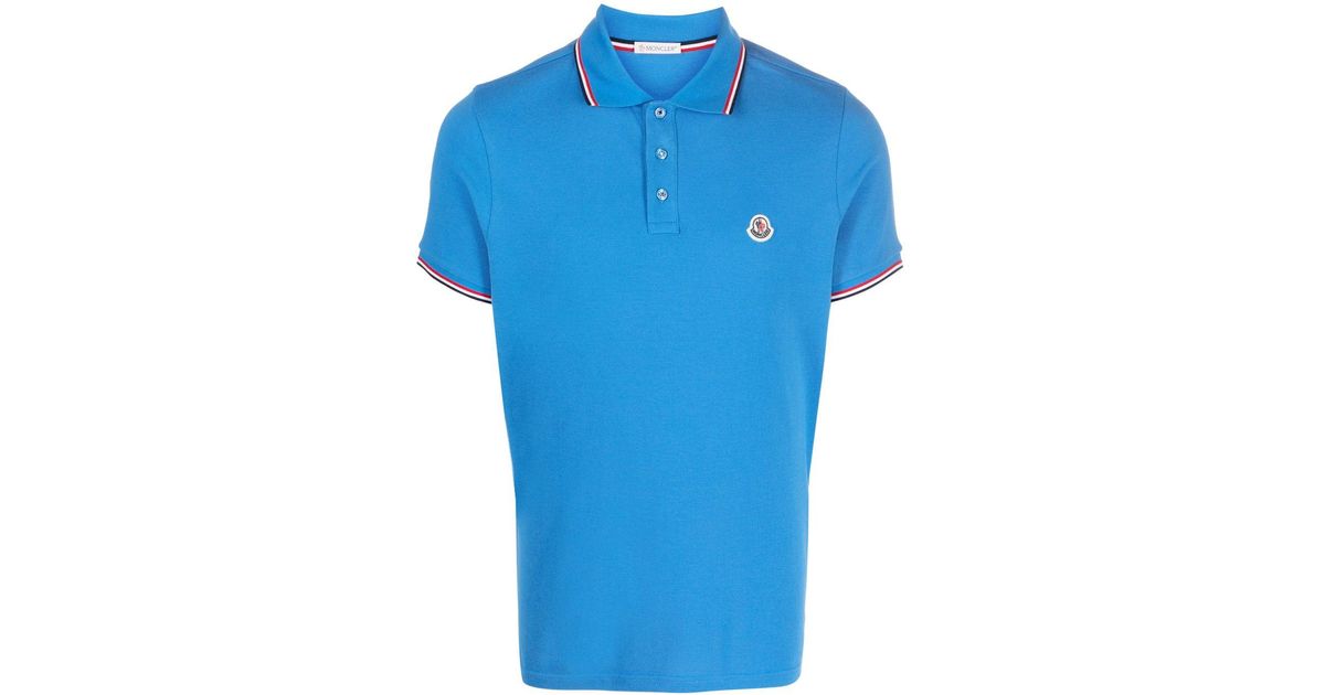 Moncler Poloshirt Met Logopatch in het Blauw voor heren | Lyst NL