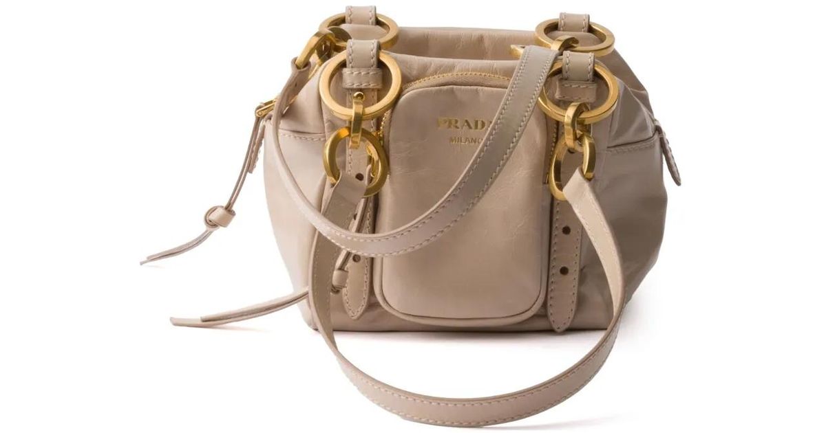 PRADA dangle leather mini bag【大注目商品】SS25 新作 ★ Powder Pink Prada Dangle leather top-handle mini-bag | PRADA