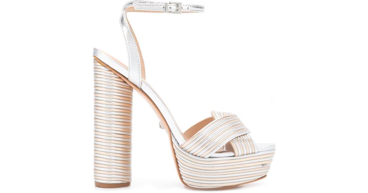 Schutz Panelled Platform Sandals in Metallic | Lyst