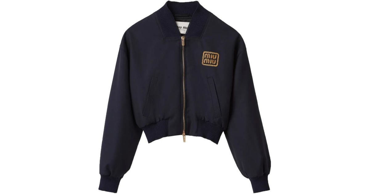 【MIUMIU】バタビアボンバージャケット Miu Miu Batavia ボンバージャケット | ブルー | FARFETCH JP