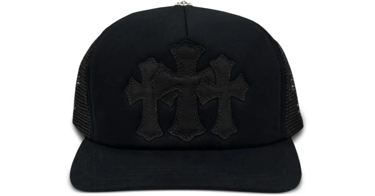 Chrome Hearts Triple-Cross Trucker Baseball Cap in Black for Men