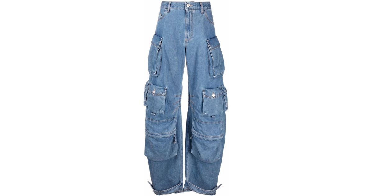 The Attico Fern Cargo Jeans in Blue