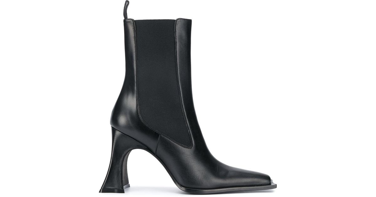 Acne Studios Leather Sculptural Heel Ankle Boots in Black - Lyst