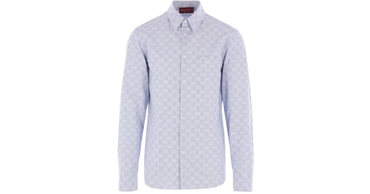 Gucci Gg-Jacquard Shirt in Blue for Men Lyst UK